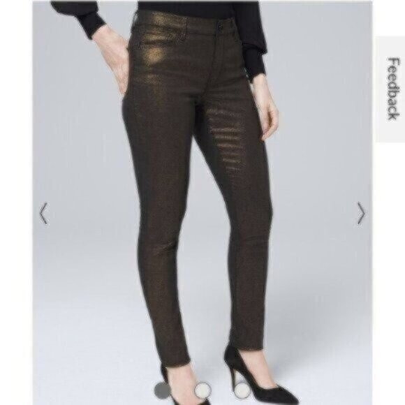 NWT White House Black Market Curvy-Fit Mid-Rise Metallic Skinny Jeans - Picture 2 of 4